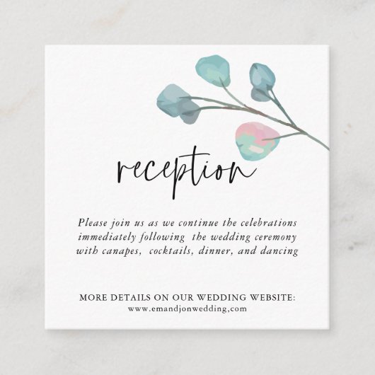 MINI MAAT Eucalyptus Bruiloft Receptie Details Informatiekaartje (Voorkant)