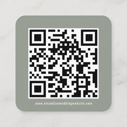 Mini Maat Kalligrafie QR Code Sage Bruiloft Informatiekaartje (Achterkant)