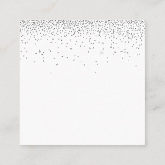 MINI MAAT Zilveren Glitter Bruiloft Receptie Detai Informatiekaartje (Achterkant)