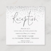 MINI MAAT Zilveren Glitter Bruiloft Receptie Detai Informatiekaartje (Voorkant)
