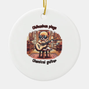 Mini Maestro Chihuahua Gitarist Keramisch Ornament