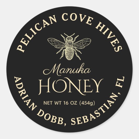 Mini Manuka Honey Jar Label Black (Voorkant)