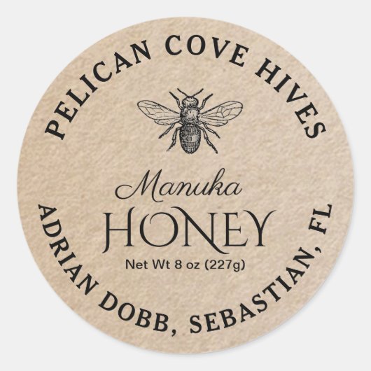 Mini Manuka Honey Jar Label Kraft (Voorkant)