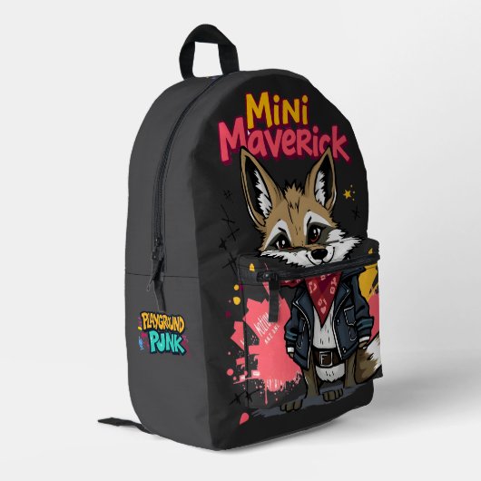 Mini Maverick Cool Rebel Coyote Playground Punk  Bedrukte Rugzak (Achterkant Hoek Links)