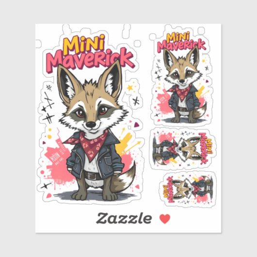 Mini Maverick Cool Rebel Coyote Playground Punk  Sticker (Vel)