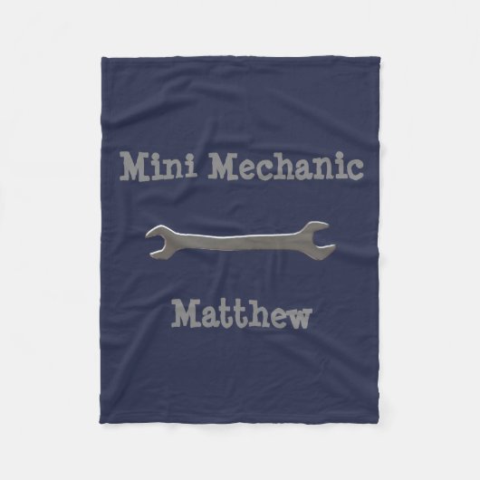 Mini Mechanic Custom Name Fleece Blanket Deken (Voorkant)
