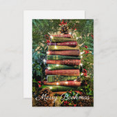 Mini Merry Bookmas Holiday-kaart RSVP Kaartje (Voorkant / Achterkant)