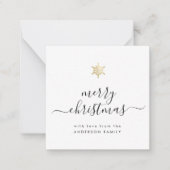 Mini Merry kerst Elegant Script Gold Snowflake Notitiekaartje (Voorkant)