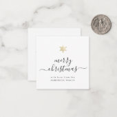 Mini Merry kerst Elegant Script Gold Snowflake Notitiekaartje (Voorkant / Achterkant in situ)