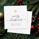 Mini Merry kerst Elegant Script Gold Snowflake Notitiekaartje<br><div class="desc">Deze mini-formaat vakantiekaarten zijn moderne, elegante en mooie kleine douanekaarten met een trendy typografie-ontwerp waarin MERRY CHRISTMAS wordt afgebeeld in een stijlvol kalligrafiescript onder een gouden sneeuwvlok met uw persoonlijke familienaam en bericht op de achterzijde (gelieve de tekst van de sjabloon te schrappen als er geen voorgedrukte notitie nodig is)....</div>