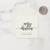 Mini Merry Kerstmis Modern Elegant Script Ivory Notitiekaartje (Voorkant / Achterkant in situ)
