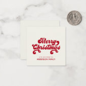 Mini Merry Kerstmis Modern Minimalist Holiday Notitiekaartje (Voorkant / Achterkant in situ)