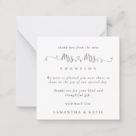 MINI mevrouw Rings Lesbian Wedding Bedankt Notitiekaartje