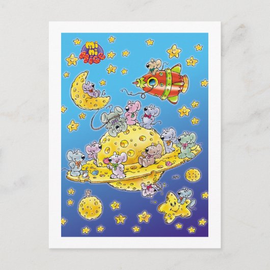 Mini Mice Lost in de ruimte Briefkaart (Voorkant)
