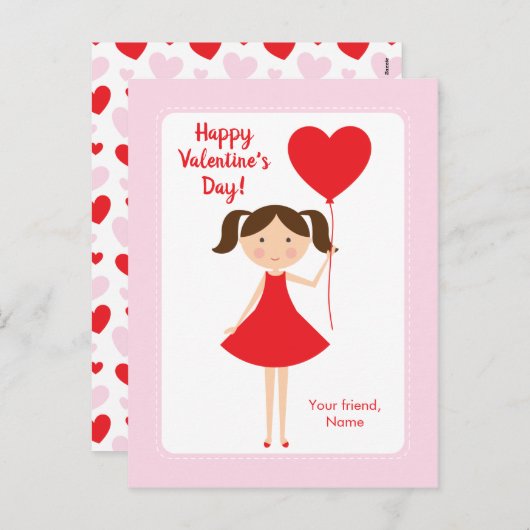 Mini Mij Valentijnskaarten voor de klas Feestdagenkaart (Voorkant / Achterkant)