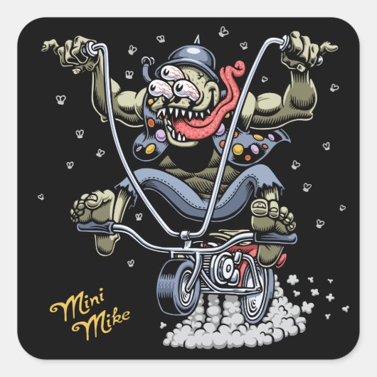 Mini Mike Vierkante Sticker (Voorkant)
