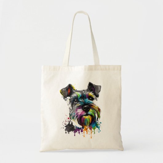 Mini Miniatuur Schnauzer Gezicht Kleurrijke Hond A Tote Bag (Voorkant)
