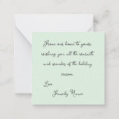 Mini Mint Green Poinsettia Kerstmis Notitiekaartje (Achterkant)