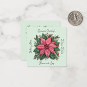 Mini Mint Green Poinsettia Kerstmis Notitiekaartje (Voorkant / Achterkant in situ)