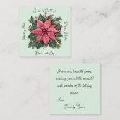 Mini Mint Green Poinsettia Kerstmis Notitiekaartje (Voorkant / Achterkant)