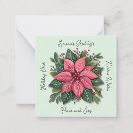 Mini Mint Green Poinsettia Kerstmis Notitiekaartje