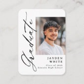 Mini Modern Brush Script Photo Graduation Invite Informatiekaartje (Voorkant)