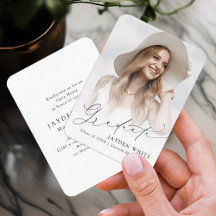 Mini Modern Chic Script Foto Afstuderen Uitnodigen