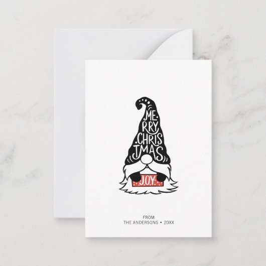 Mini Modern Merry kerst Gnome Holiday Notitiekaartje (Voorkant)