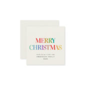 Mini Modern Rainbow Merry kerst Notitiekaartje (Voorkant / Achterkant in situ)