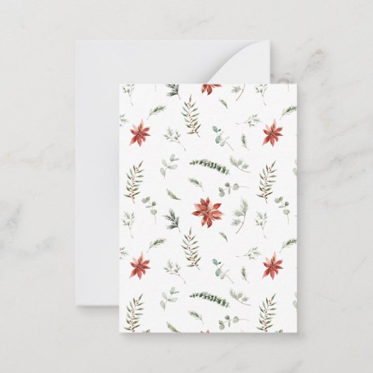 Mini Moderne boog Poinsettia Vrolijk kerstscript Notitiekaartje (Achterkant)