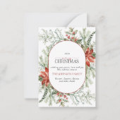 Mini Moderne boog Poinsettia Vrolijk kerstscript Notitiekaartje (Voorkant)