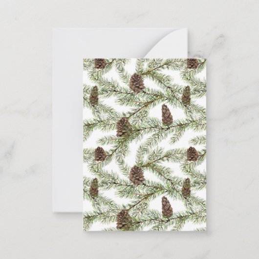 Mini Moderne boog Winter Pine Cone Vrolijk Kerstfe Notitiekaartje (Achterkant)