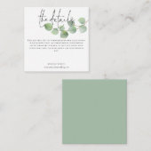 MINI Moderne Eucalyptus Trouwdetails Script Informatiekaartje (Voorkant / Achterkant)