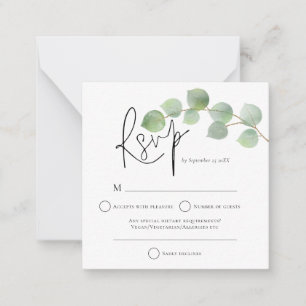 MINI Moderne Eucalyptus Wedding RSVP Enclosures Notitiekaartje