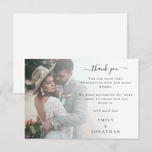 Mini Moderne foto overlay bruiloft Dank u Notitiekaartje (Voorkant / Achterkant)