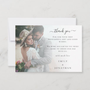 Mini Moderne foto overlay bruiloft Dank u Notitiekaartje