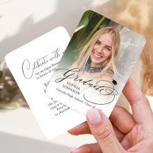 Mini moderne kalligrafie foto afstudeer uitnodigin