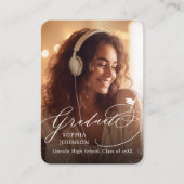 Mini Moderne Kalligrafie Foto Afstuderen uitnodigi Informatiekaartje (Voorkant)