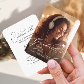 Mini Moderne Kalligrafie Foto Afstuderen uitnodigi Informatiekaartje