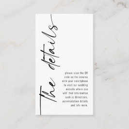 Mini Moderne kalligrafie QR-code bruiloft details Informatiekaartje