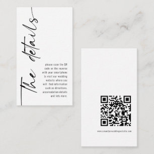 Mini Moderne kalligrafie QR-code bruiloft details Informatiekaartje