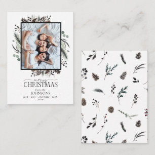 Mini Moderne Winter Vrolijke Kerstmis Familie Foto Notitiekaartje