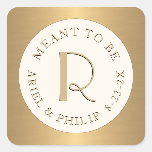 Mini Monogram Etiket met Trouwdatum, Bestemd om te (Voorkant)