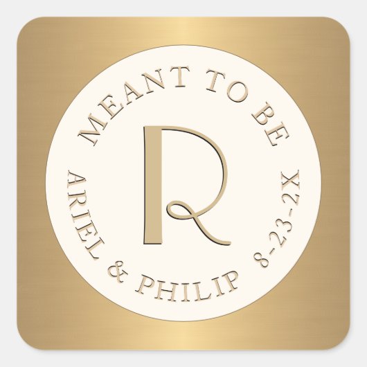 Mini Monogram Etiket met Trouwdatum zoals bedoeld (Voorkant)