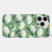 Mini Monogram Initiaal Salie Groene Bloemmotief iPhone Hoesje (Achterkant horizontaal)