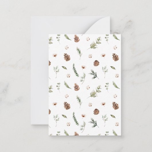 Mini Monogram Katoen Bloemen Krans Vrolijk Kerstfe Notitiekaartje (Achterkant)