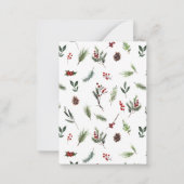 Mini Monogram Rode bessen krans Vrolijk Kerstfeest Notitiekaartje (Achterkant)