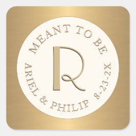 Mini Monogramlabel met Trouwdatum, Bedoeld om te Z Vierkante Sticker