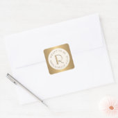 Mini Monogramlabel met Trouwdatum bedoeld om te zi Vierkante Sticker (Envelop)