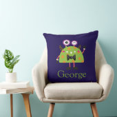 Mini Monster, blauw groen, kinder, kinderen Kussen (Stoel)
